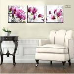 Tableau fleurs Magnolia rose et blanche décoratif