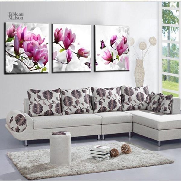 Fleurs de magnolia en peinture, tons rose et blanc