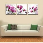 Décoration murale florale, magnolias délicats en tableau