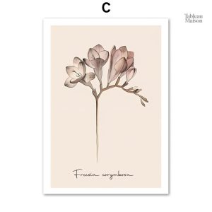 Art mural minimaliste avec motif floral