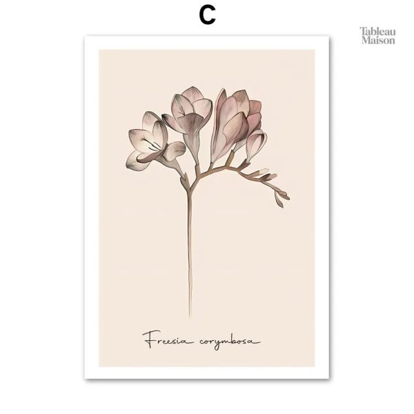 Art mural minimaliste avec motif floral