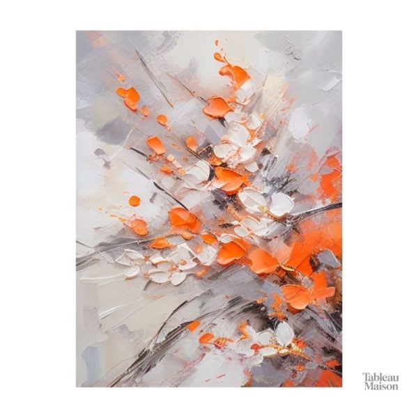 Fleurs abstraites blanches et oranges pour décoration intérieure