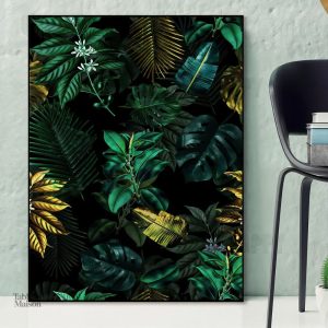 Tableau floral vibrant avec motifs de fleurs exotiques