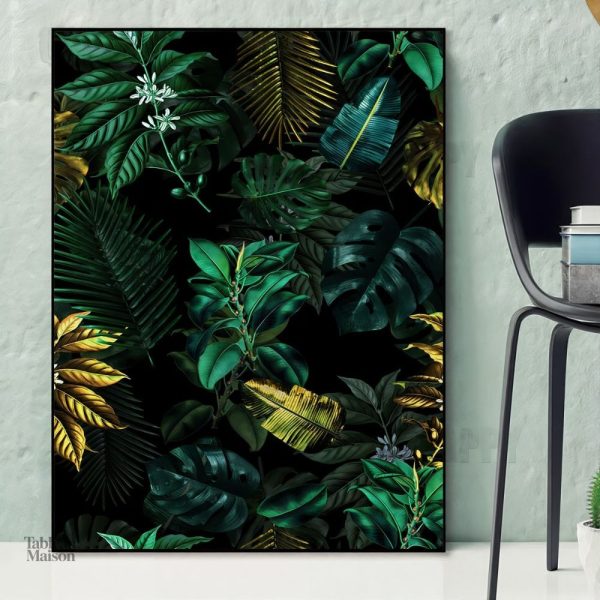 Tableau floral vibrant avec motifs de fleurs exotiques