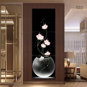 Tableau artistique floral aux couleurs douces