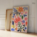 Tableau pop art avec motifs floraux vibrants
