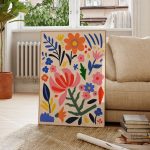 Oeuvre d'art pop art aux fleurs stylisées