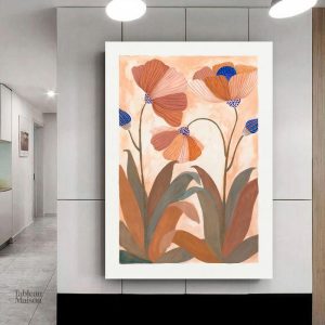 Tableau fleurs terracotta élégant pour décoration intérieure