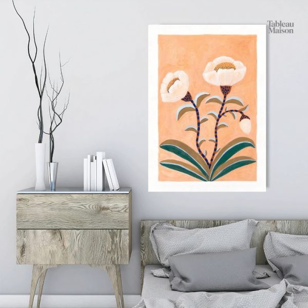 Art mural floral en teintes terracotta pour un style moderne