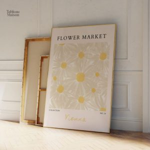 Art mural représentant un marché de fleurs colorées