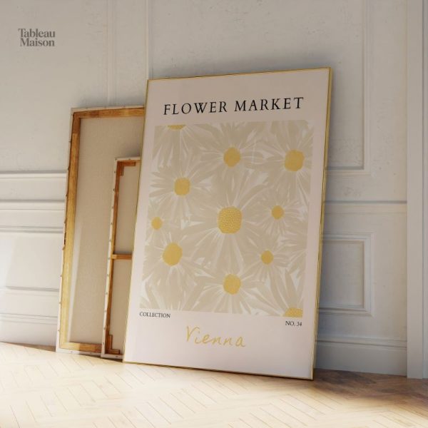 Art mural représentant un marché de fleurs colorées
