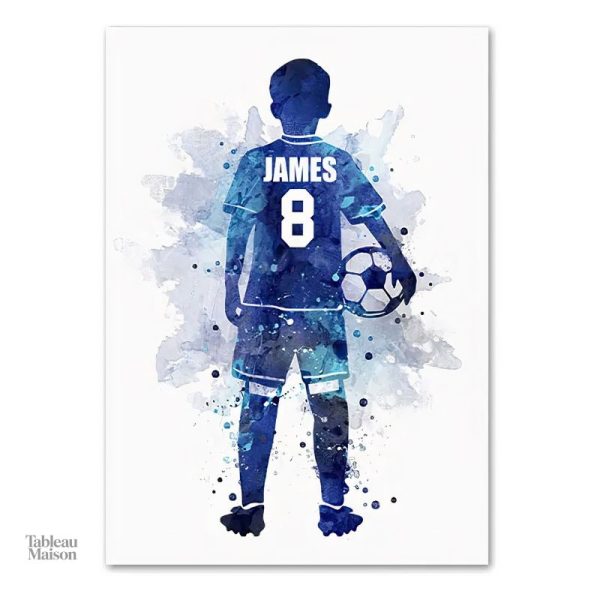 Décoration murale aquarelle bleue pour les amateurs de foot
