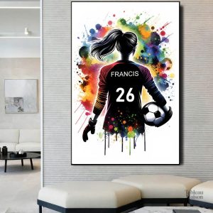 Tableau artistique sur le thème du football féminin