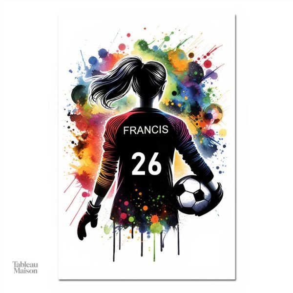 Tableau coloré célébrant l'univers du football au féminin
