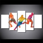 Art mural football, peinture aquarelle inspirante et dynamique