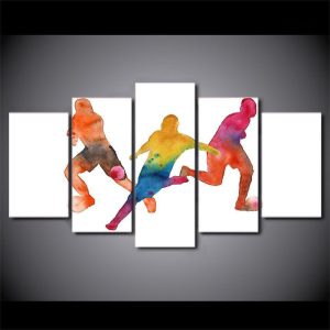 Art mural football, peinture aquarelle inspirante et dynamique