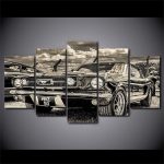 Tableau vintage représentant une Ford Mustang classique