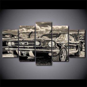 Tableau vintage représentant une Ford Mustang classique