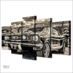 Art mural illustrant la légendaire Mustang de 1965