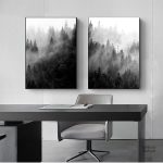 Forêt en noir et blanc pour décoration intérieure