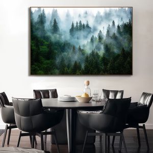 Tableau représentant des sapins dans un style artistique