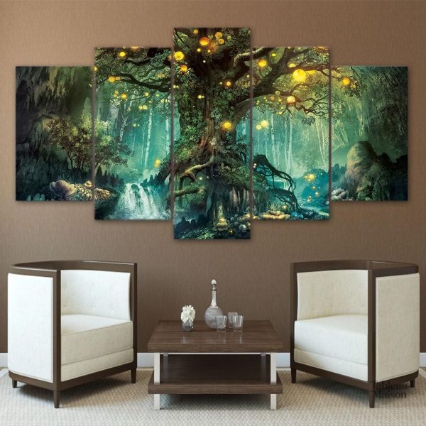 Tableau de forêt féerique avec des couleurs enchantées