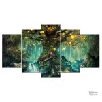 Œuvre d'art représentant une forêt magique et mystérieuse
