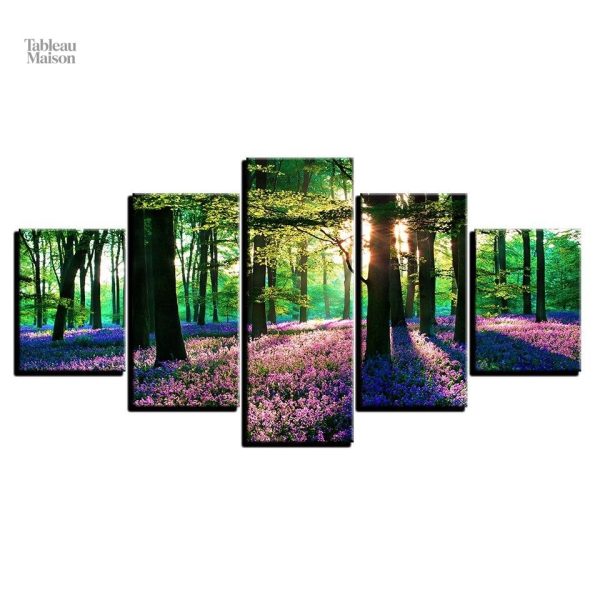 Art mural représentant une forêt florale éclatante