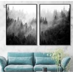 Tableau noir et blanc forêt