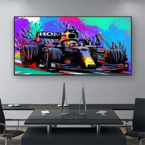 Art mural inspiré par la Formule 1 en style pop art