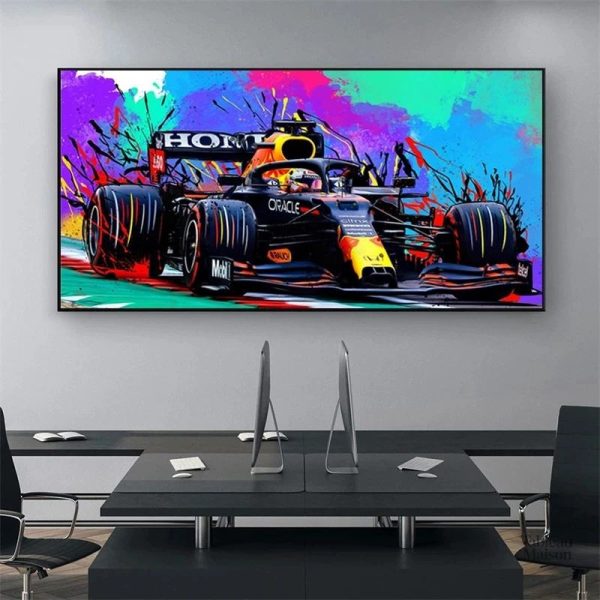 Art mural inspiré par la Formule 1 en style pop art
