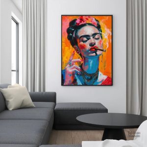 Tableau Frida Kahlo Cigarillo, œuvre inspirante et colorée
