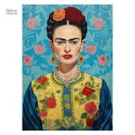 Tableau vibrant représentant Frida Kahlo en costume traditionnel