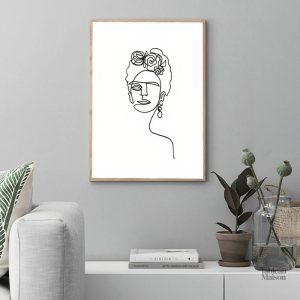 Tableau Frida Kahlo minimaliste en ligne continue