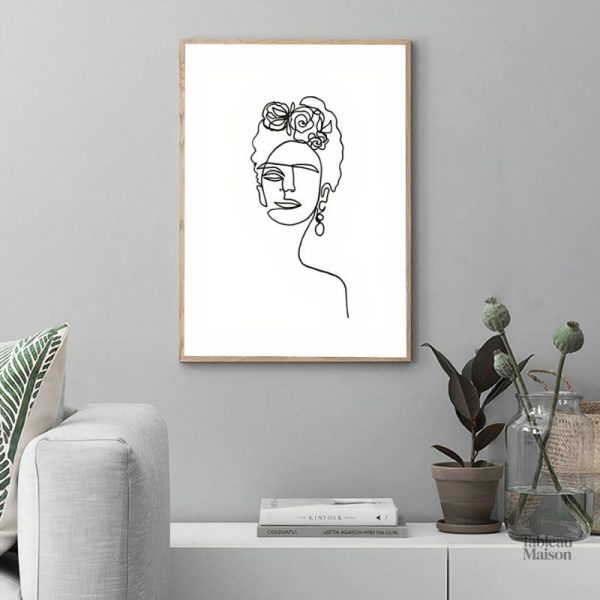 Tableau Frida Kahlo minimaliste en ligne continue