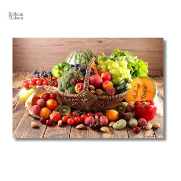 Art mural cuisine sur le thème des fruits et légumes