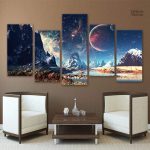 Tableau Galaxie sur le lac, œuvre d'art moderne et apaisante