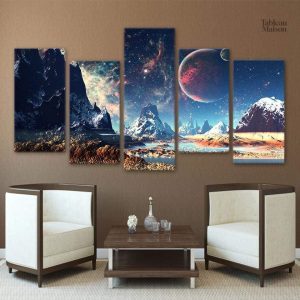 Tableau Galaxie sur le lac, œuvre d'art moderne et apaisante