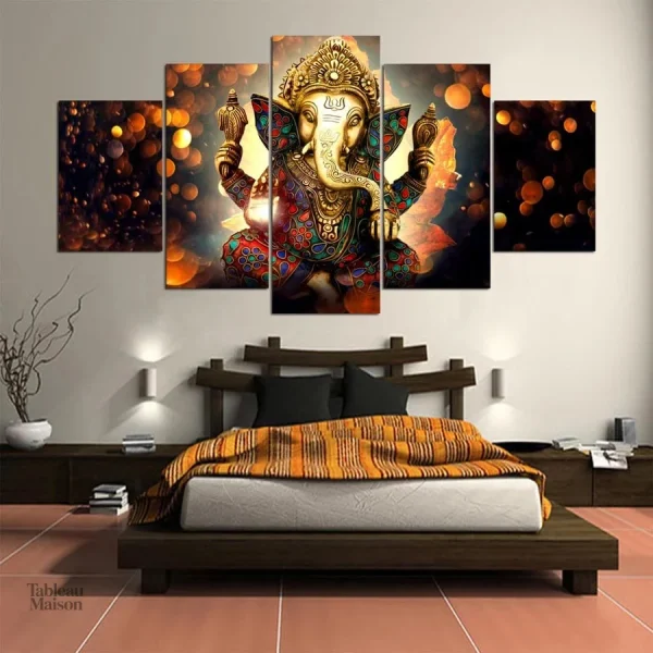 Tableau de Ganesh coloré, art mural inspirant