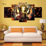 Tableau mural représentant le dieu Ganesh en vibrant design