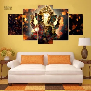 Tableau mural représentant le dieu Ganesh en vibrant design
