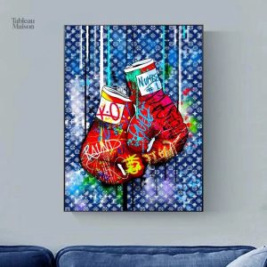 Œuvre murale gants de boxe colorés