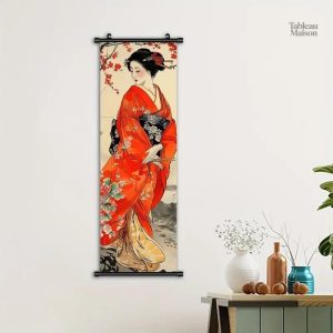 Décoration murale japonaise avec motif de geisha