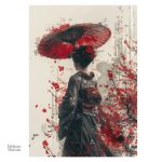 Illustration d'une geisha traditionnelle sur fond élégant
