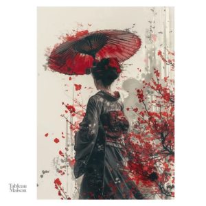 Illustration d'une geisha traditionnelle sur fond élégant