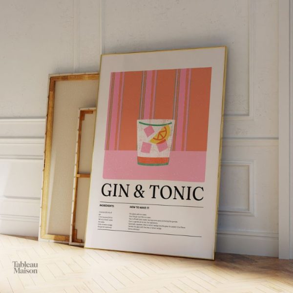 Art mural sur le thème du Gin Tonic pour salle à manger
