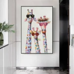 Tableau girafe coloré pour décoration intérieure