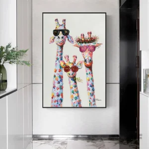 Tableau girafe coloré pour décoration intérieure