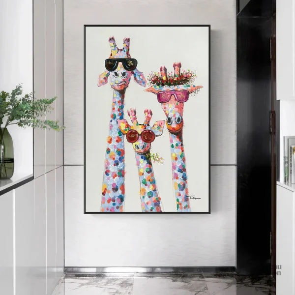 Tableau girafe coloré pour décoration intérieure