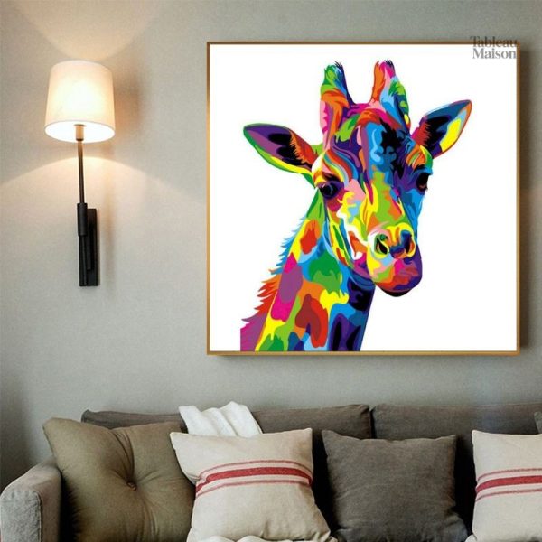 Illustration artistique de girafe en couleurs vives